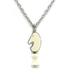 Hermes Necklace Cavalier Metal Silver SV White Accessories