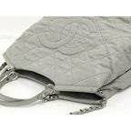 Chanel 2-Way Shoulder Bag Quilted Leather Light Gray — view 3