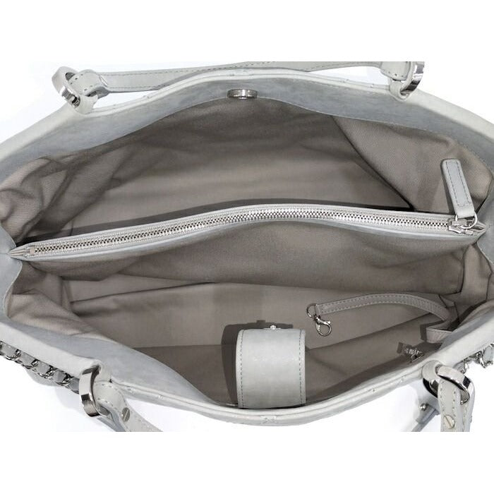 Chanel 2-Way Shoulder Bag Quilted Leather Light Gray — view 7