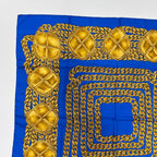 Chanel CC Logo Scarf Silk Blue Gold Vintage — view 2