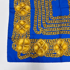 Chanel CC Logo Scarf Silk Blue Gold Vintage — view 5