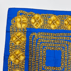 Chanel CC Logo Scarf Silk Blue Gold Vintage — view 7