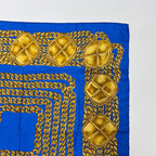 Chanel CC Logo Scarf Silk Blue Gold Vintage — view 8