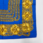 Chanel CC Logo Scarf Silk Blue Gold Vintage — view 9