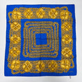 Chanel CC Logo Scarf Silk Blue Gold Vintage