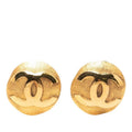 Chanel CC Logo Vintage Earrings Gold Plated