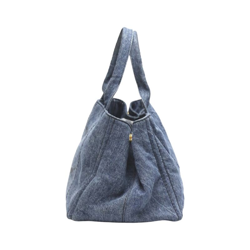 Prada Cotton Canvas Tote Bag Canapa Blue — view 3