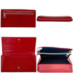 Loewe Bifold Long Wallet Red Linen 10188 K98 Leather — view 2