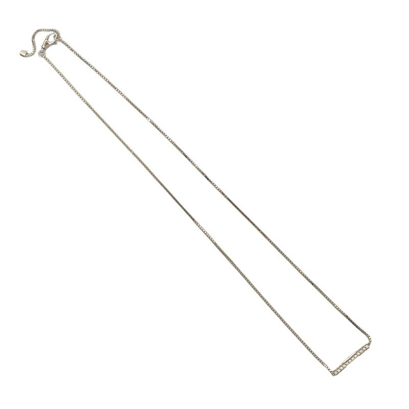 Gucci Link To Love Bar Pendant 18Kwhite Gold Diamond Chain Necklace Silver — view 4