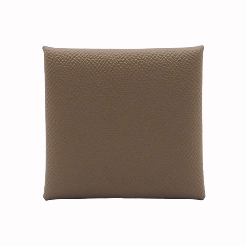 Hermes Bastia Etoupe Beige Vaux Epson Coin Case Purse Silver — view 2