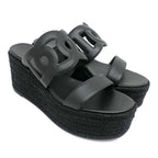 Hermes Espadrille Itea Sandals Rope Wedge Heel Black 38 Shoes — view 5