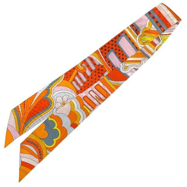 Hermes Scarf Twilly Ribbon Faubourg Rainbow Accessories Silk — view 4