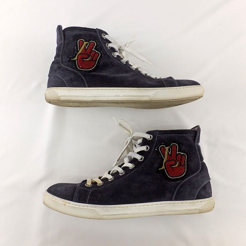 Louis Vuitton High Cut Sneakers Side Zip Suede Dark Navy Size 6 — view 4