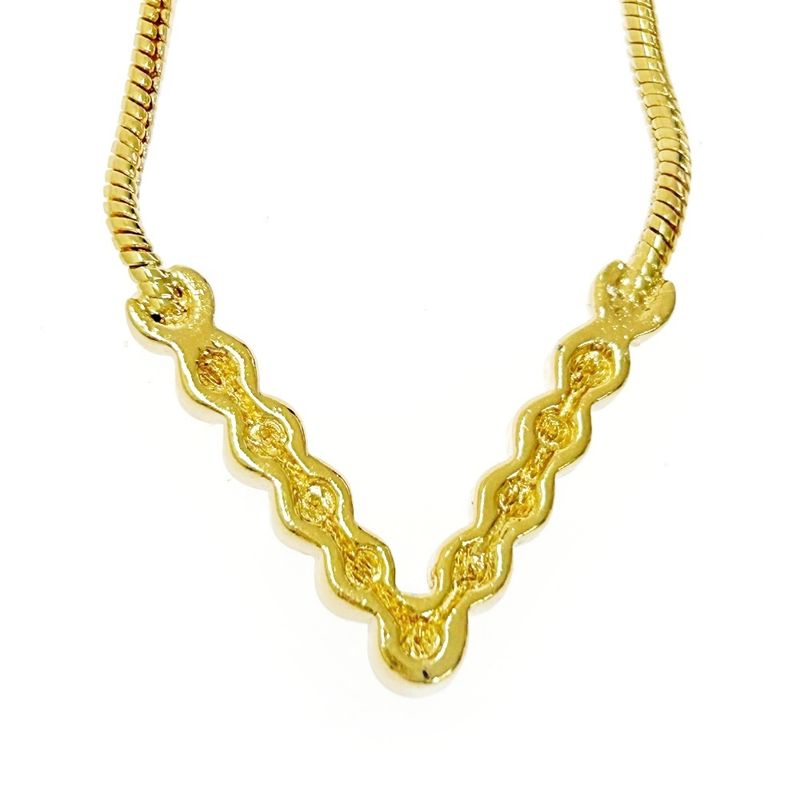 Christian Dior GP Rhinestone V Motif Necklace Gold — view 5