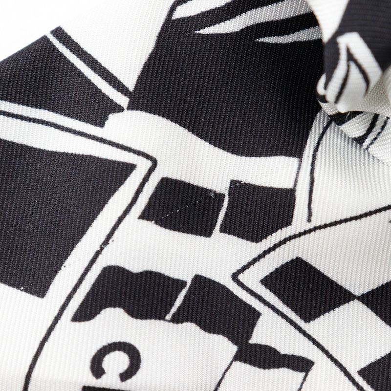 Chanel Chou Coco Mark Logo Ribbon Silk Black White Hair Tie — view 3