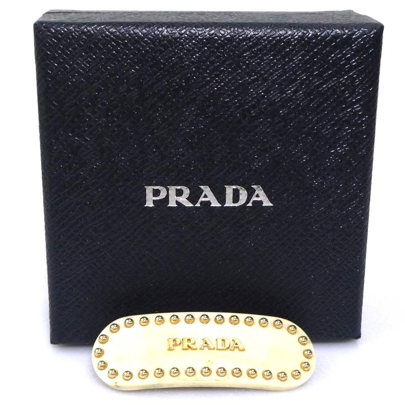 Prada Crystal Embellished Ivory Barrette — view 8