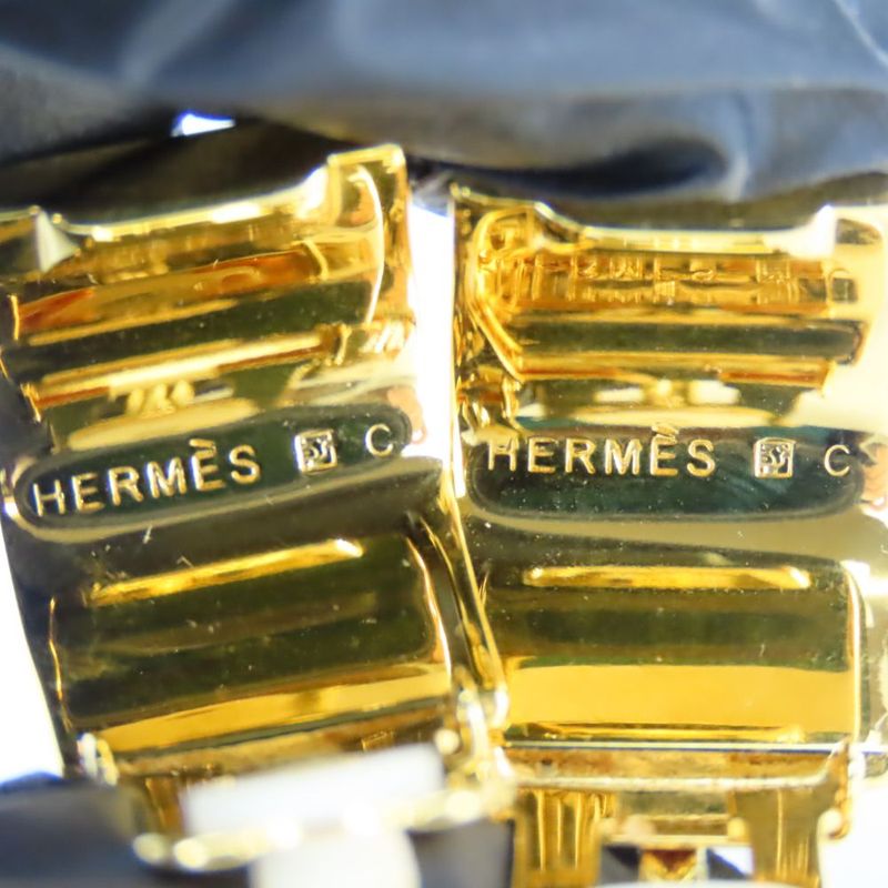Hermes Earrings Emile Metal Yellow Gold Cloisonne Flower Plated — view 8