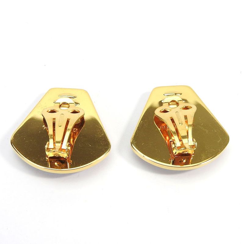 Hermes Earrings Emile Blue Gold Cloisonne GP Plating Jewelry Fan Small Fashionabl — view 3