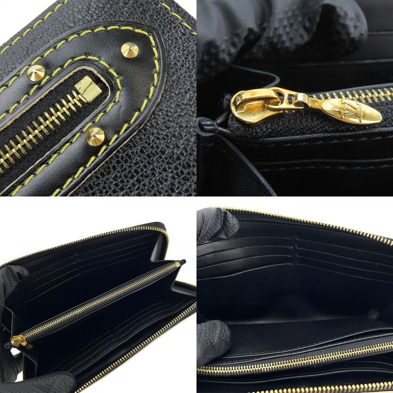 Louis Vuitton Long Wallet Zippy Suhali Round Zipper Leather Black — view 7