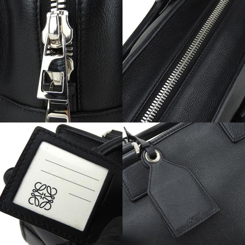 Loewe Handbag Amazona 28 Leather Black Silver Hardware 2-Way Shoulder Simple — view 4