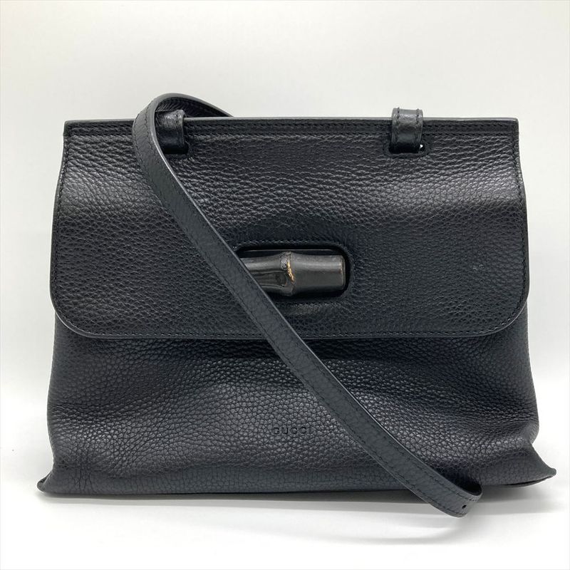 Gucci Daily Bamboo Handbag Leather Black Silver Hardware — view 3