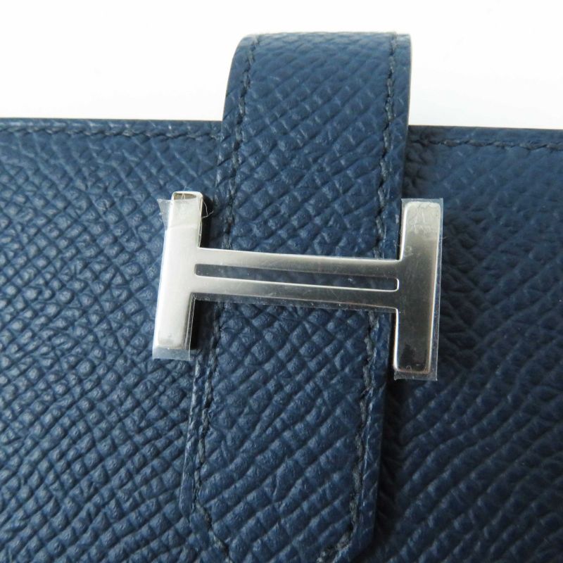 Hermes Bearn Souffle Verso Blue Prus Vert Fizz Silver Hardware Vaux Epson Long — view 9