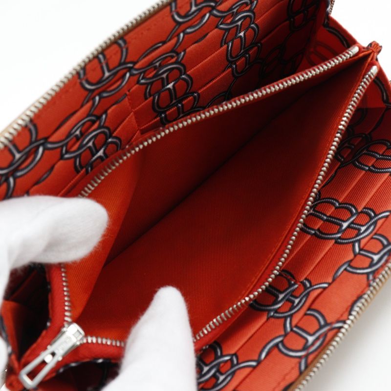 Hermes Azap Silk-in Vaux-epson Brown Q Long Wallet — view 7