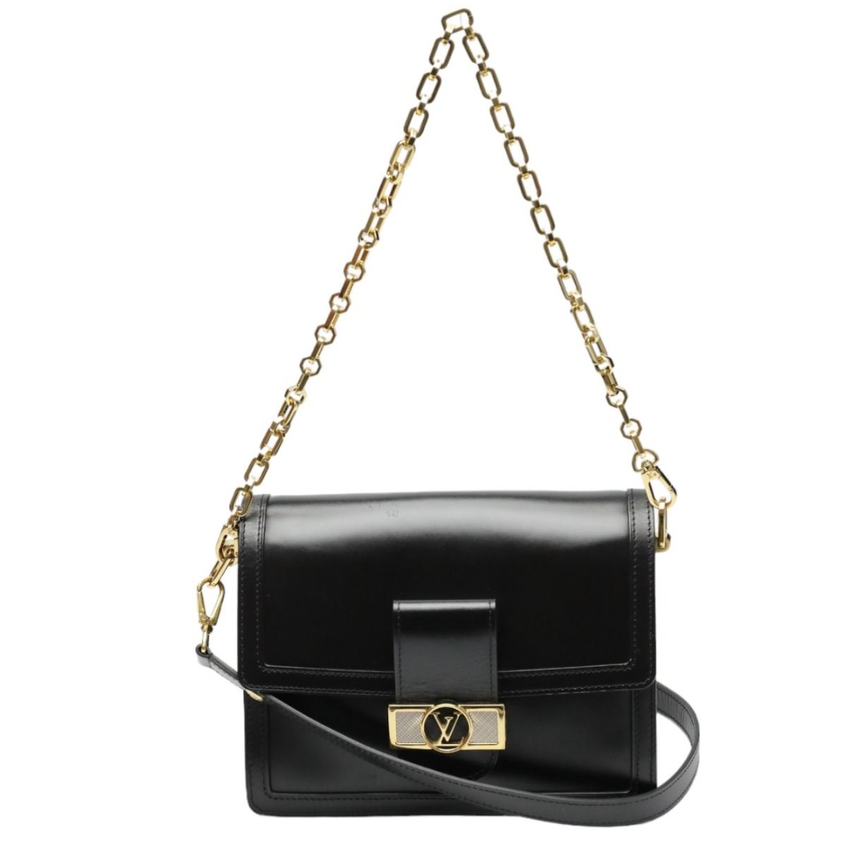 Louis Vuitton Lock Dauphine MM Chain Shoulder Bag Noir — view 3
