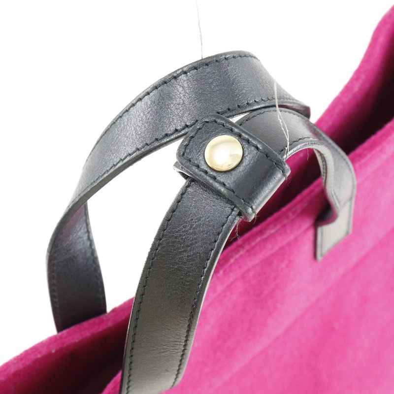 Saint Laurent Felt and Leather Pink Tote Bag — view 8