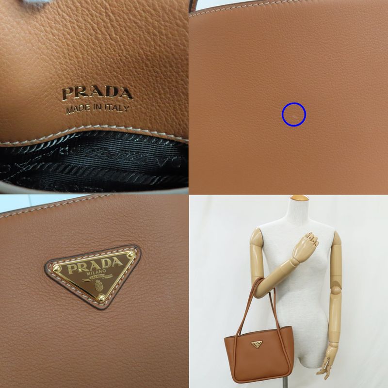 Prada Mini Tote Bag 1 Bg539 Shoulder Soft Grain Leather Camel — view 9