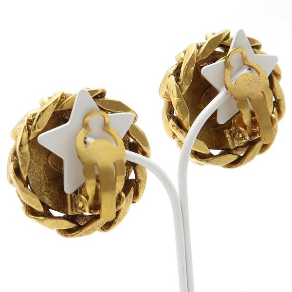 Chanel Earrings Vintage GP Rhinestone Coco Mark Diameter 3 cm — view 5