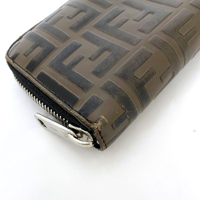 Fendi Round Zipper Long Wallet Brown Zucca — view 4