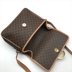Celine Macadam Circle Logo Leather Gold Vintage Shoulder Bag Brown — view 8