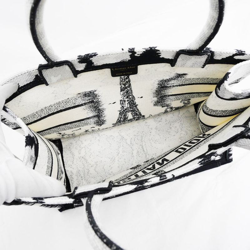 Christian Dior Book Tote Eiffel Tower Monotone Black And White Handbag — view 6