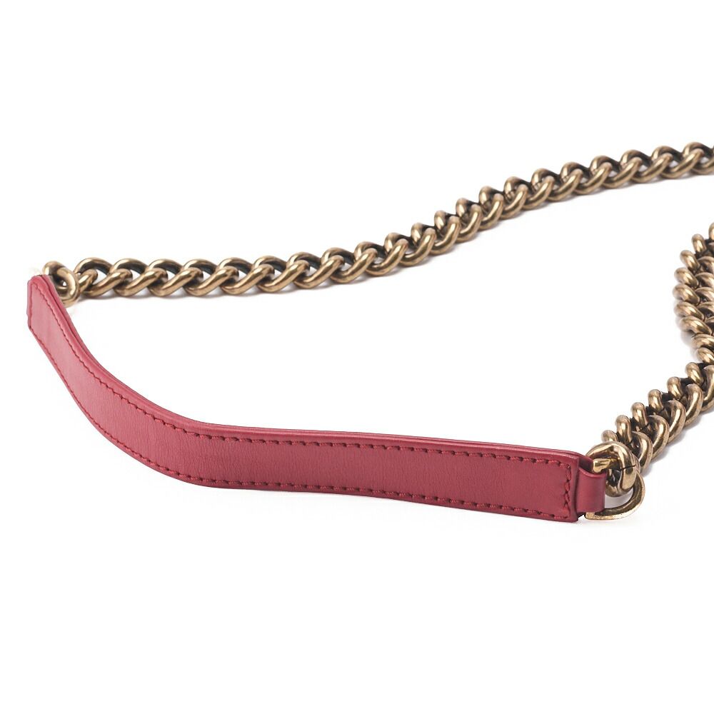 Chanel Chain Shoulder Bag Quilted Turnlock 2-Way Caviar Leather Red Gold Hardware — view 9