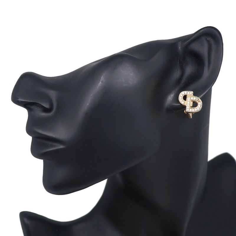 Dior CD Logo Gold Plated and Rhinestone Earrings 5.0 — view 3