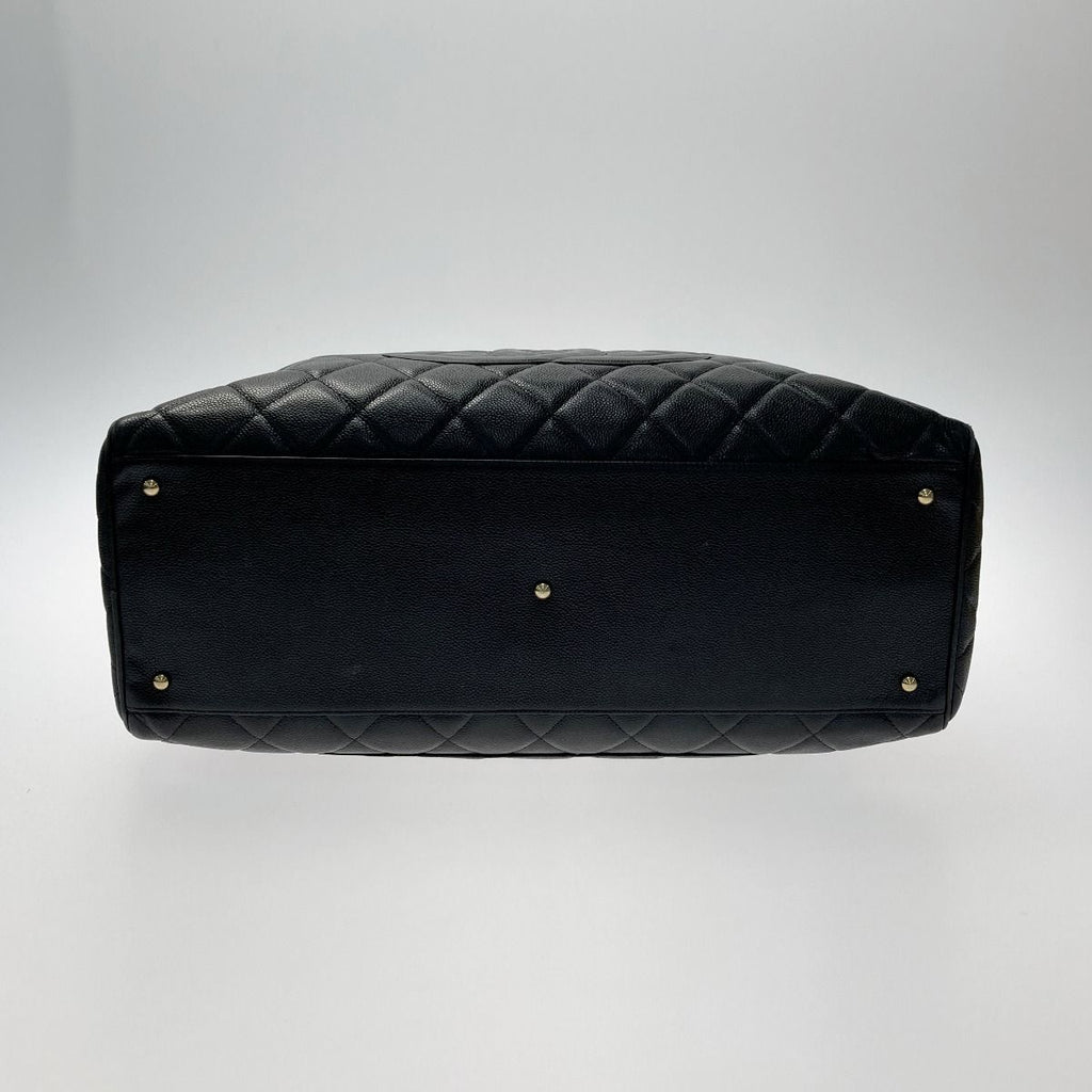 Chanel Quilted Boston Bag Large Black Caviar Leather Gold Hardware — view 3