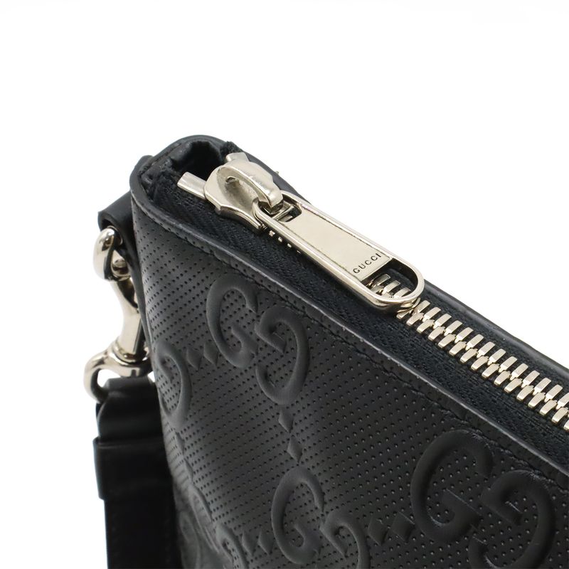 Gucci Jumbo GG Medium Crossbody Bag Shoulder Clutch Leather Black — view 5