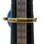 Christian Dior Sorbet Ring Tribal Ball Jewelry Logo GP Metal Resin Gold Blue — view 6