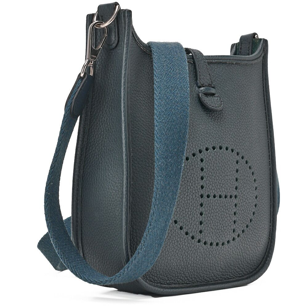 Hermes Evelyne TPM Shoulder Bag Taurillon Clemence Blue Orage — view 4