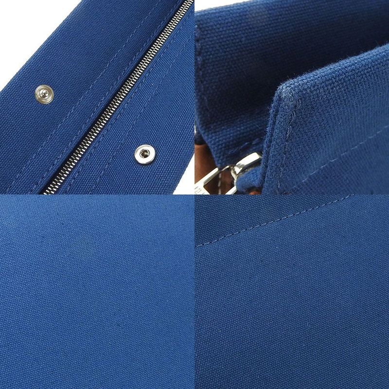Hermes Clutch Bag Canvas Leather Navy Brown Everyday Use — view 5