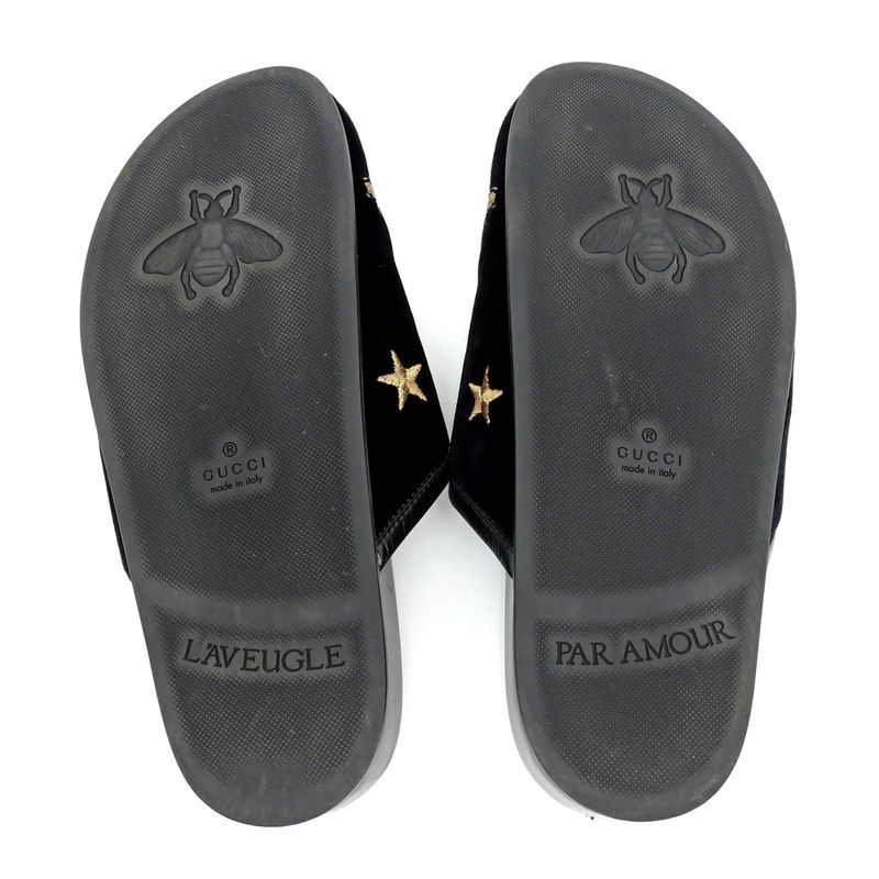 Gucci Sandals Horsebit Bi-bk Black Size 35 Embroidery — view 7