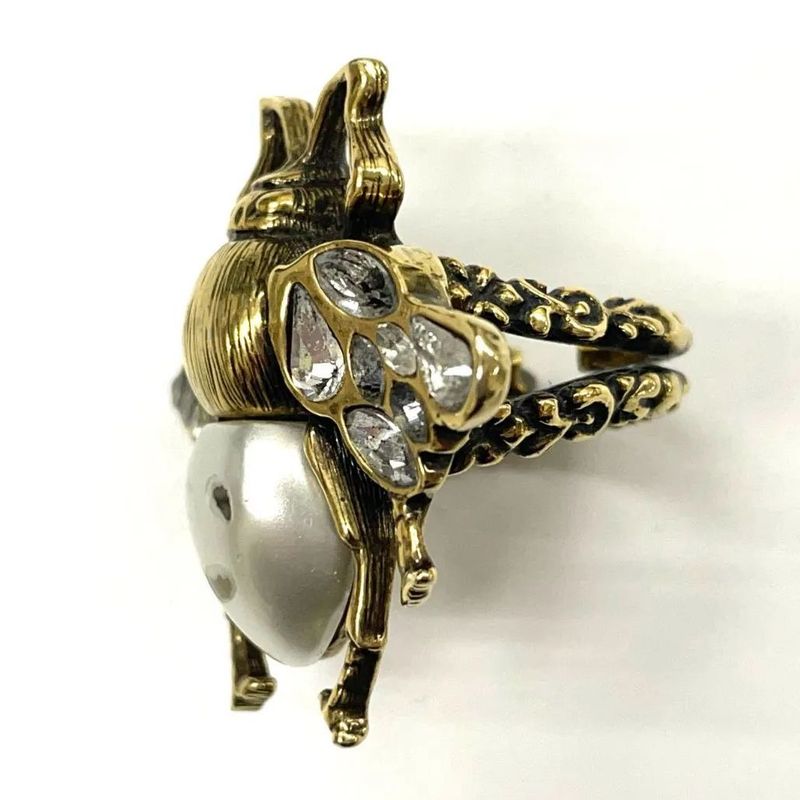Gucci Bee Ring S GP Rhinestone Faux Pearl — view 8