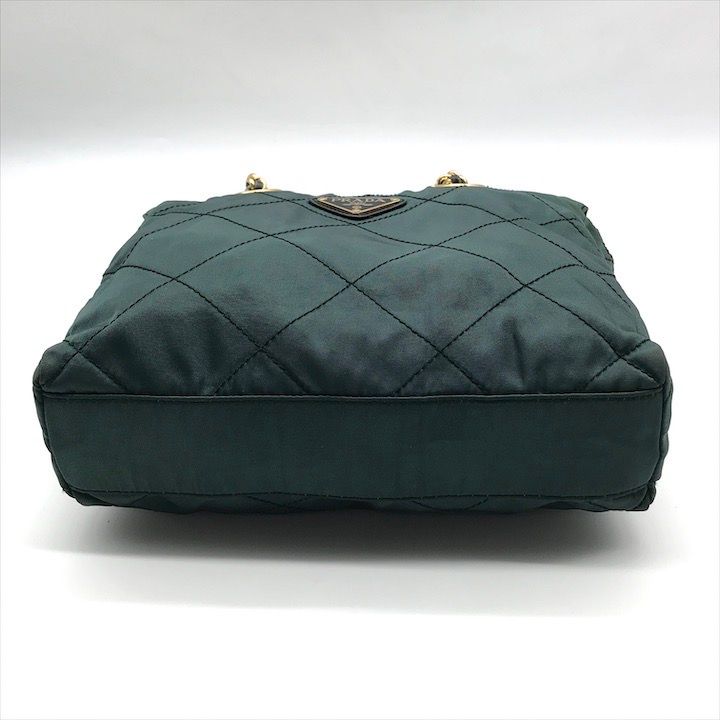 Prada Nylon Quilted Chain Shoulder Bag Green — view 4
