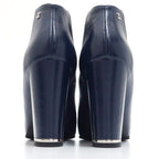 Chanel Short Boots 36 Side Gore Leather Navy Coco Mark — view 3