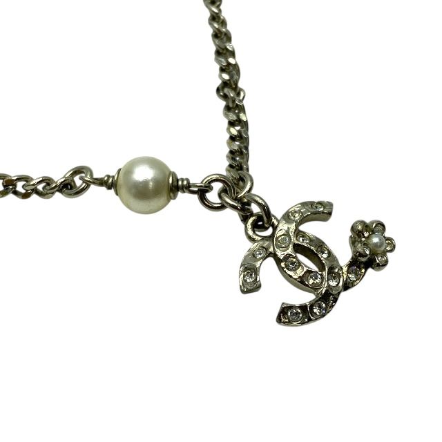 Chanel Bracelet C21 B Coco Mark Accessories Jewelry Faux Pearl Rhinestone Silver — view 4