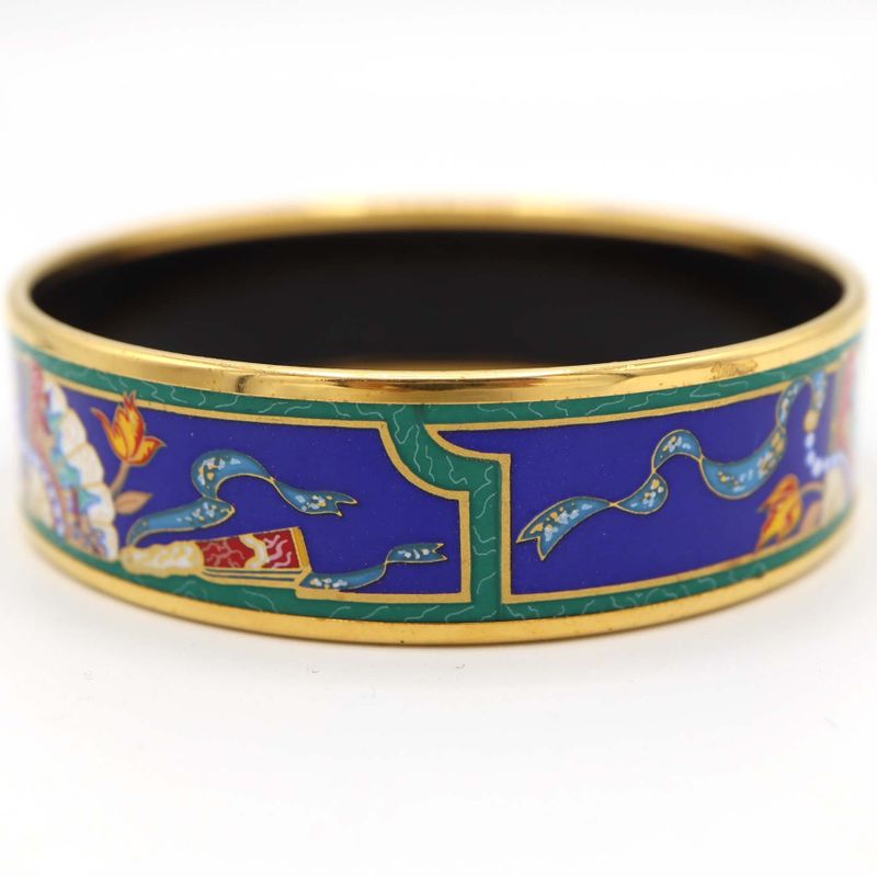 Hermes Bangle Emile GM Gold Color Blue Accessories H4165 — view 4
