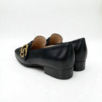 Gucci Double G Loafers Leather Shoes Black Gold GG Marmont — view 4