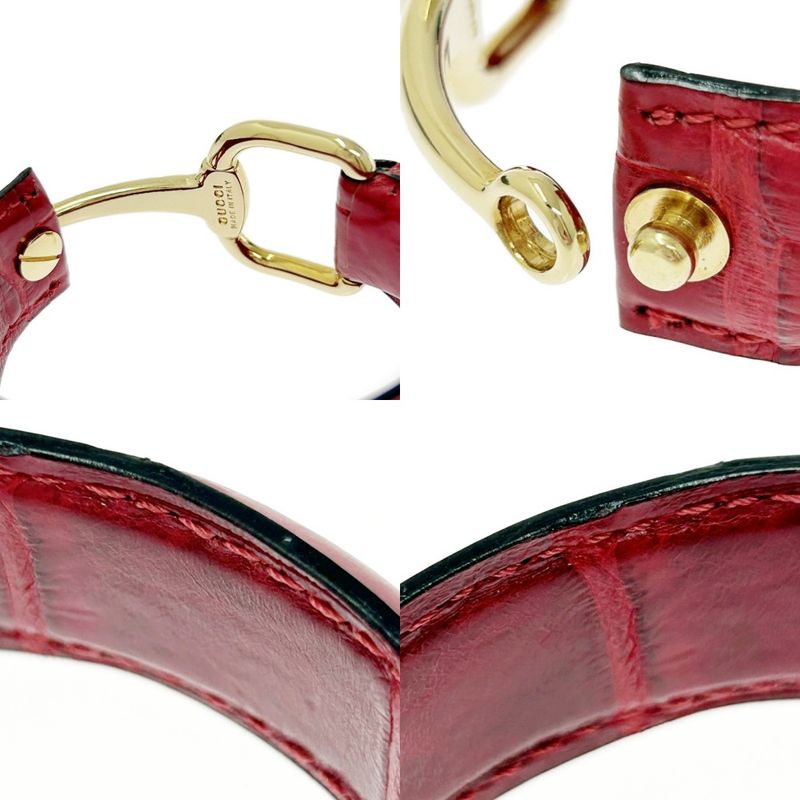 Gucci GP Leather Horsebit Bangle Red — view 9