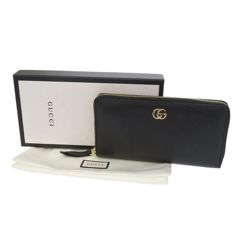 Gucci Round Zipper GG Marmont Leather Black Long Wallet 1001 — view 2